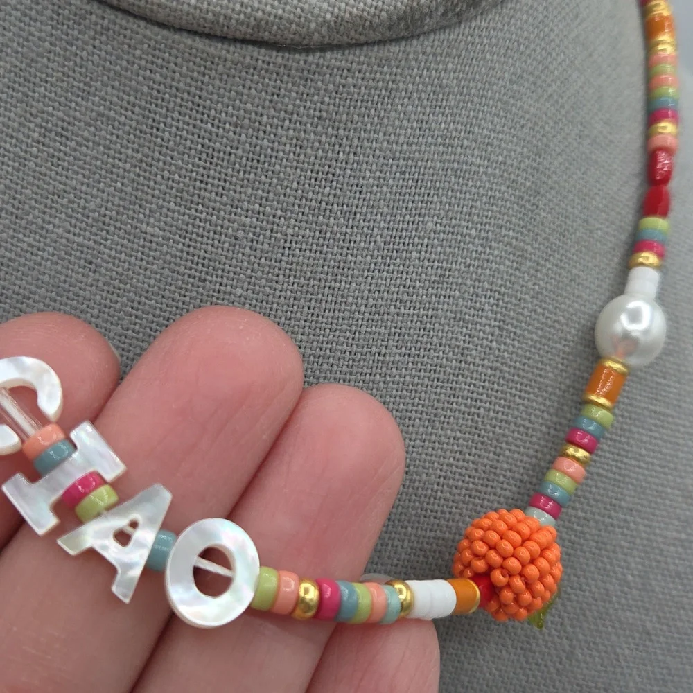 5 for $25! Madewell Colorful Beaded Necklace with Letter Charms - Picture 3 of 5